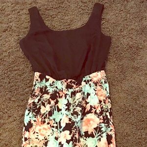 Black and floral one piece jumpsuit